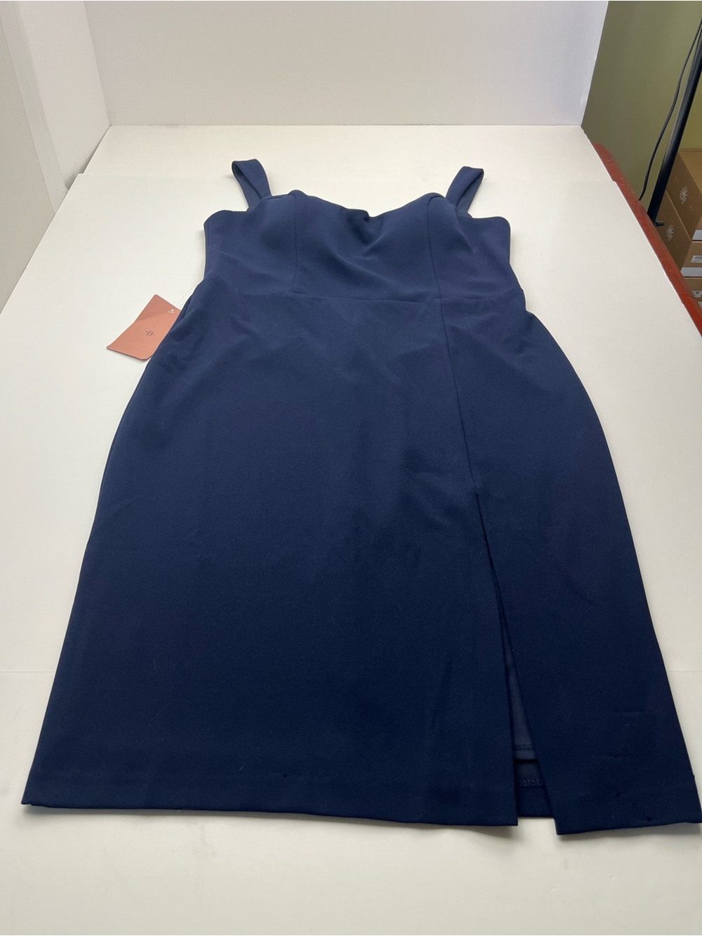 BHLDN Navy Blue Sheath Dress Womens Size 18‎ Lined Slit Wedding Guest NEW *FLAW